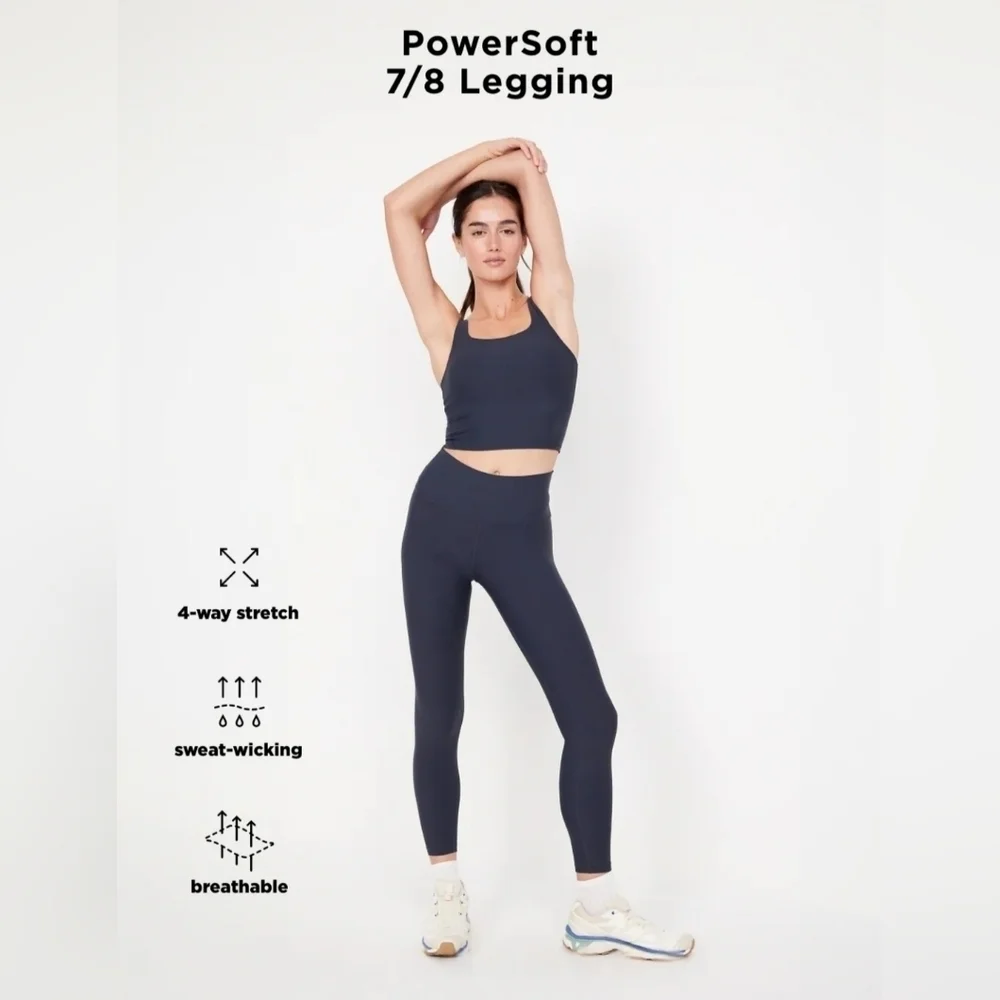 NWT | Old Navy | High-Waisted PowerSoft 7/8 Leggings | Size: M | Blackjack - Picture 6 of 13